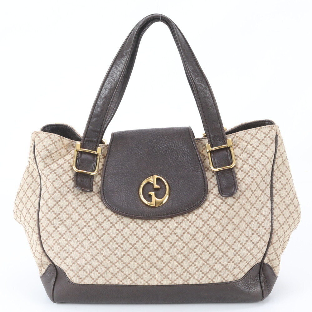 Gucci Diamante Double G 251826 Leather Tote Bag Shoulder Handbag for Women